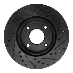 Nissan Sentra Brake Rotor (1) - Front Left - R1 Concepts - Drilled & Slotted - Black - `07-`14